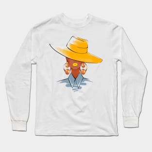 Fashion illustration logo woman in yellow hat Long Sleeve T-Shirt